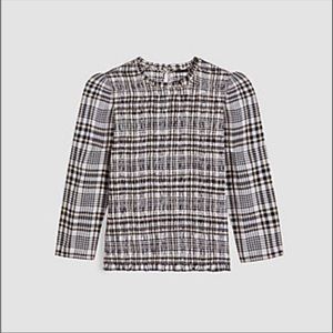 Plaid smocked blouse